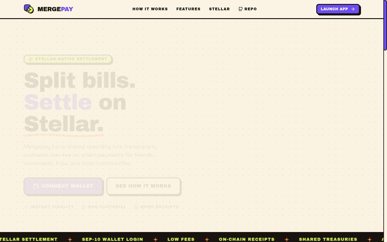 MergePay — Stellar-native group expense settlement